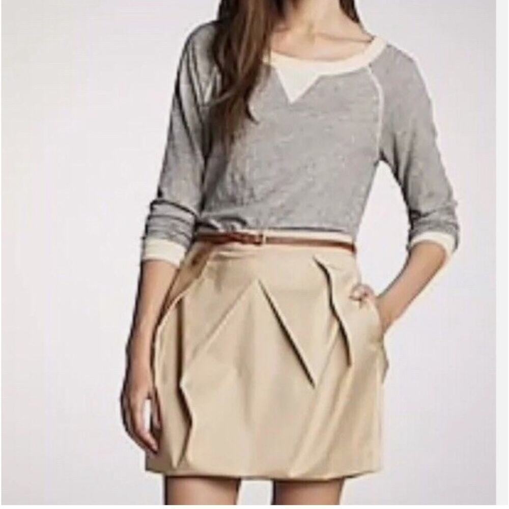 J. Crew Lunette Beechwood Tan Bubble Envelope Front Mini Skirt, Size 0, NWT